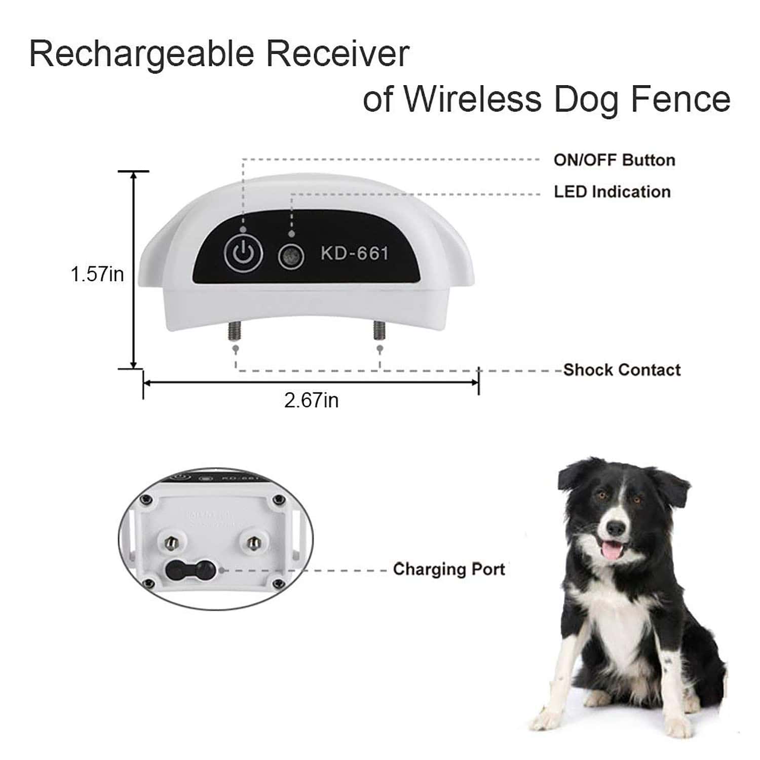 Wireless Dog Fence Containment System with Rechargeable Waterproof Receiver Collar (Extra Collar)