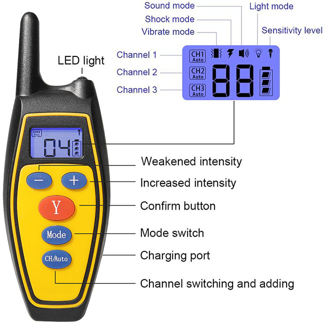 Dog Training Collar with Remote Rechargeable and Waterproof for 3 dogs